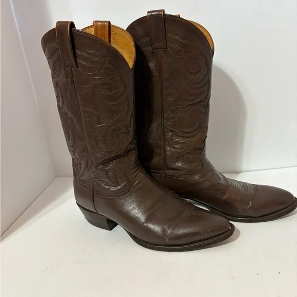 Tony Lama Dark Brown Cowboy Boots - Picture 3 of 10